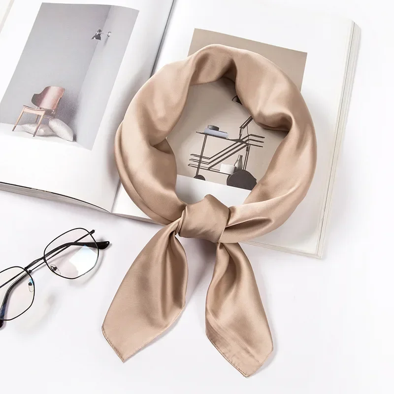 

2025 New Luxury Print Satin Silk Square Scarf Women Shawl Hijab Neckerchief Female Hair Ribbon Headband Fashion Wrap Bandana