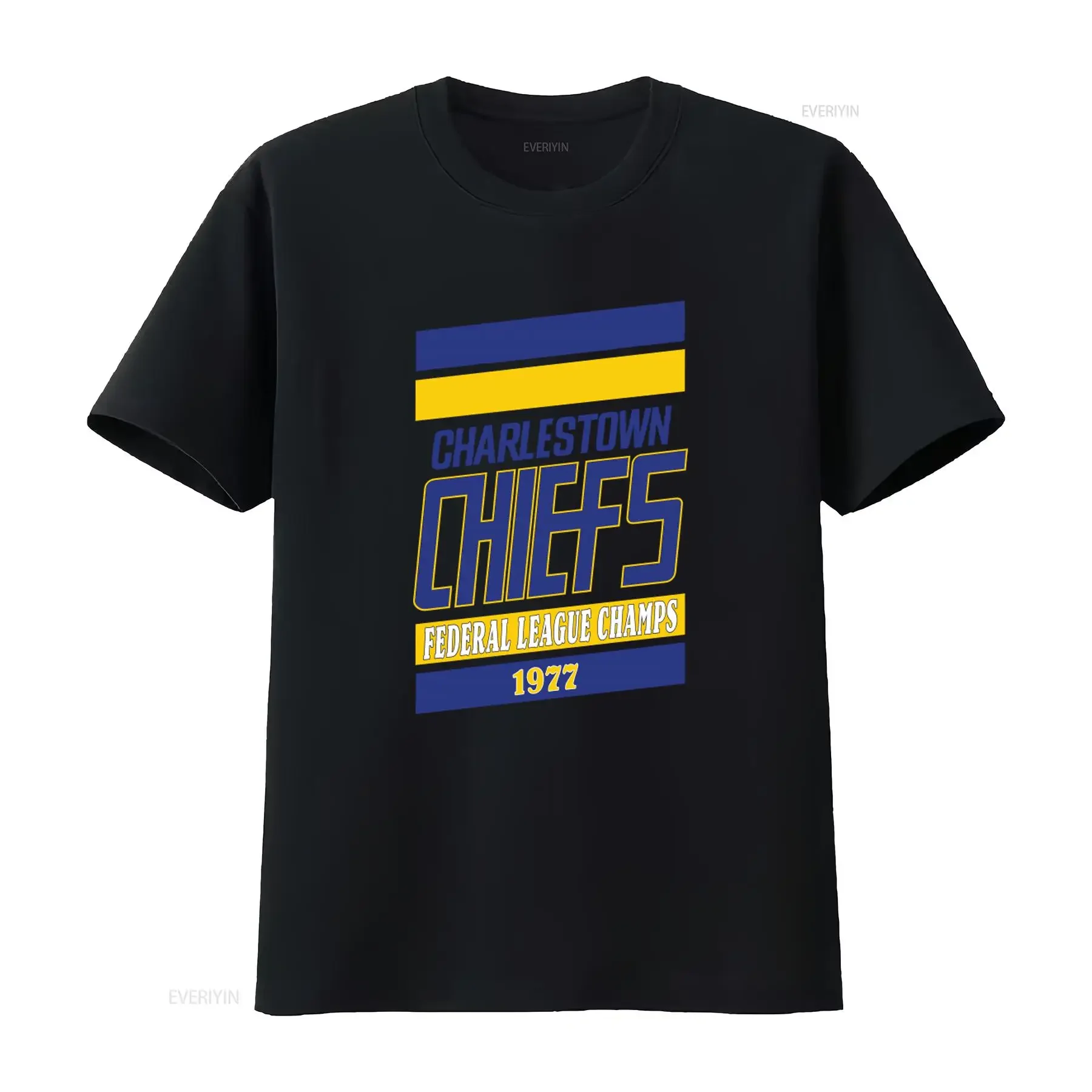 1977 Charlestown Chiefs Federal League Champs Hockey Nostalgic T Shirt vintage Washed Stretched Top For Everyday Wear Soft