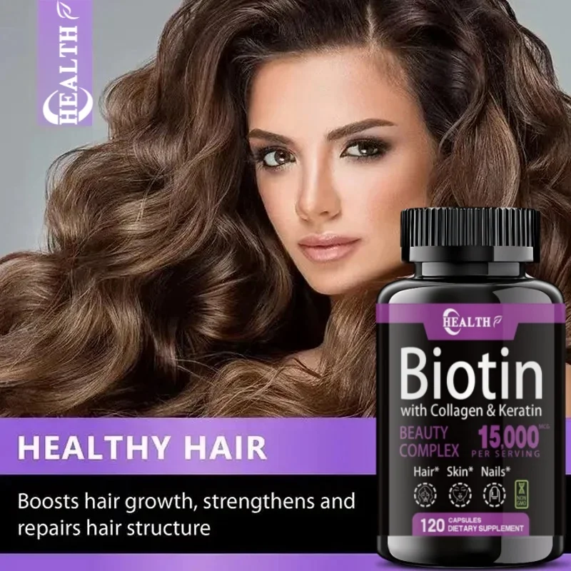 Biotin Collagen Keratin Supplement for Hair Skin Nail NonGMO 120 Capsules