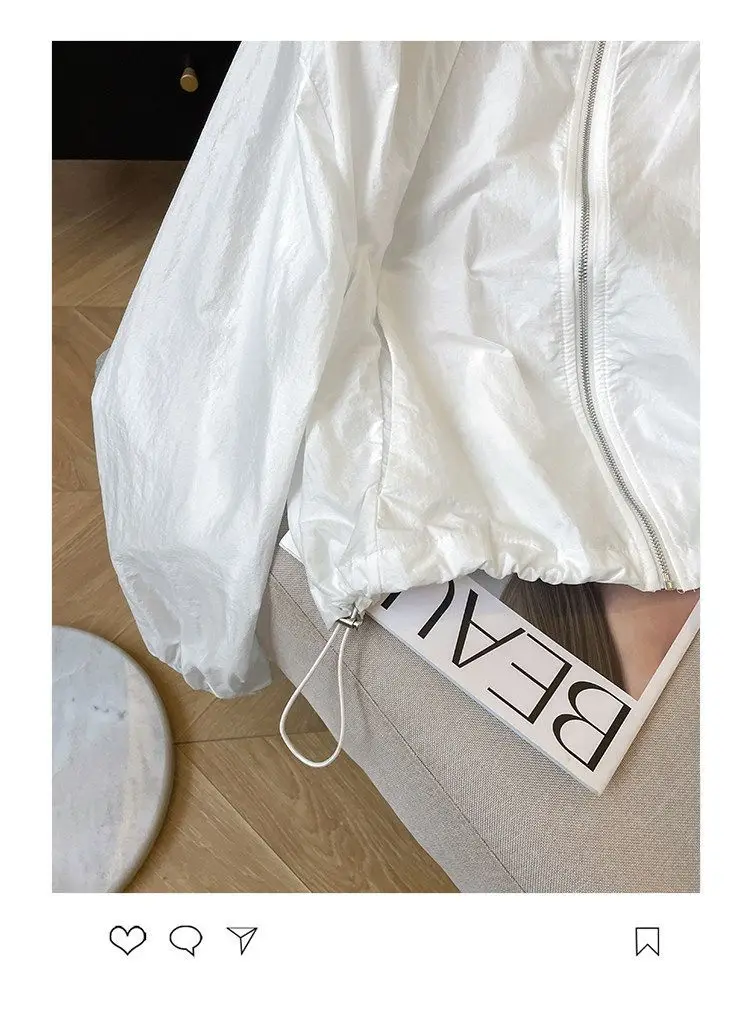 Women Solid Color Hooded Sun Protection Jacket Loose Breathable UV Protection Summer Coat S-4XL
