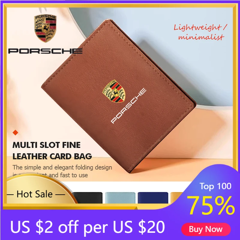

Car Sticker For Porsche Cayenne Panamera Macan 911 Fashion Car Men Short Wallet Edge Business Multi-card Slot For Porsche Paname
