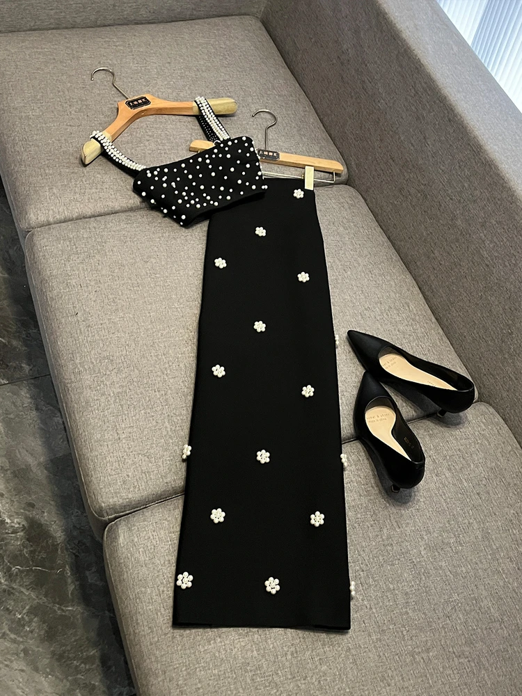 

Сексуальный комплект Spicy Girl с высокой талией, облегающий топ ort Sve + юбка ter Ne OK328 Новый женский костюм китайского бренда 2025 года