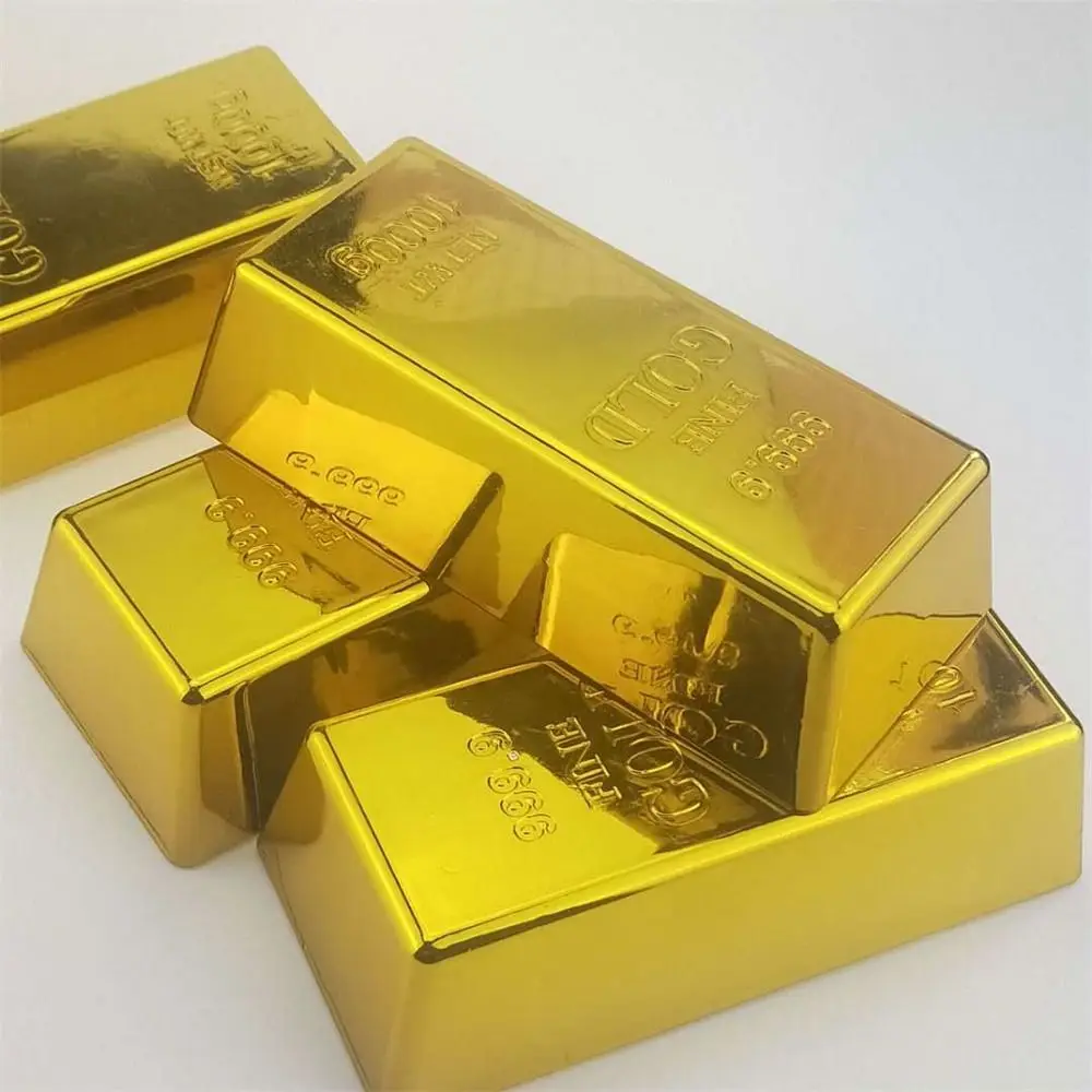 Office Accessory Simulation Fake Gold Bar Paperweight Door Stop Golden Brick Glittering Plastic Bullion Bar Home Decor