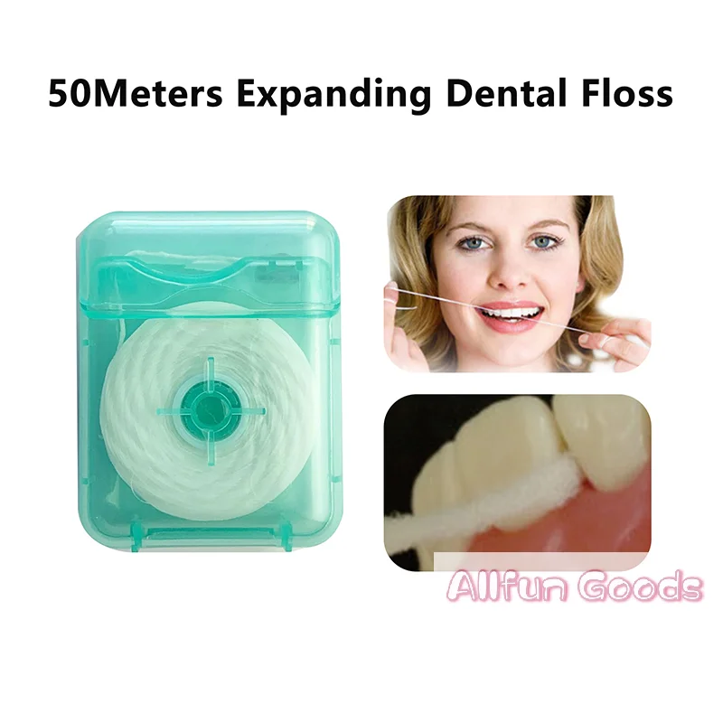 [TG835]1Roll Water Expanding Dental Floss Roll 50M Fluffy Floss Cleaning Oral Tools Adult Home Cleaning Interdental Brush