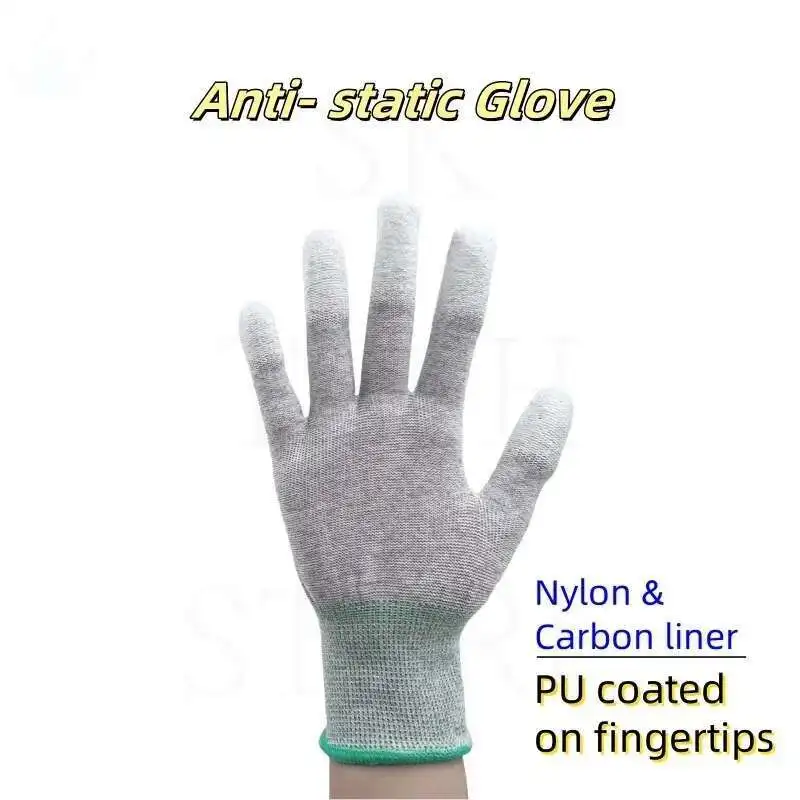 New Antistatic Gloves Anti Static ESD Electronic Working Gloves PU Coated Palm Coated Finger Antiskid For Finger Protection Tool
