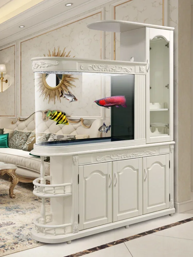 Room Large Partition European Style Hallway Bullet Super White Glass Bar Screen Wine Cabinet Ecological Aquarium