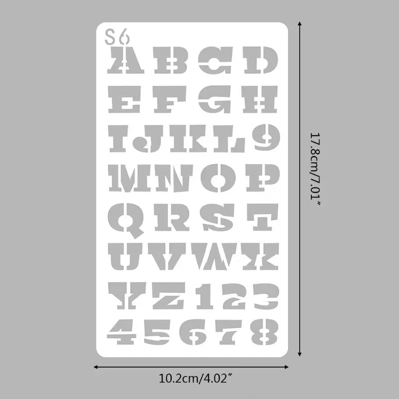 24 Sheets English Letters Drawing Template Stencil Painting Embossing Scrapbook