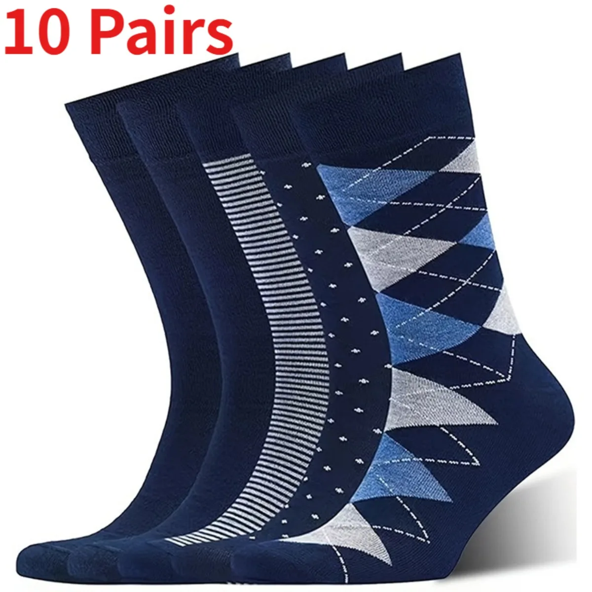 1/10 Pairs Men European American Striped Crew Dress Socks Plus Size Versatile Business Formal Socks Breathable New Arrival Daily