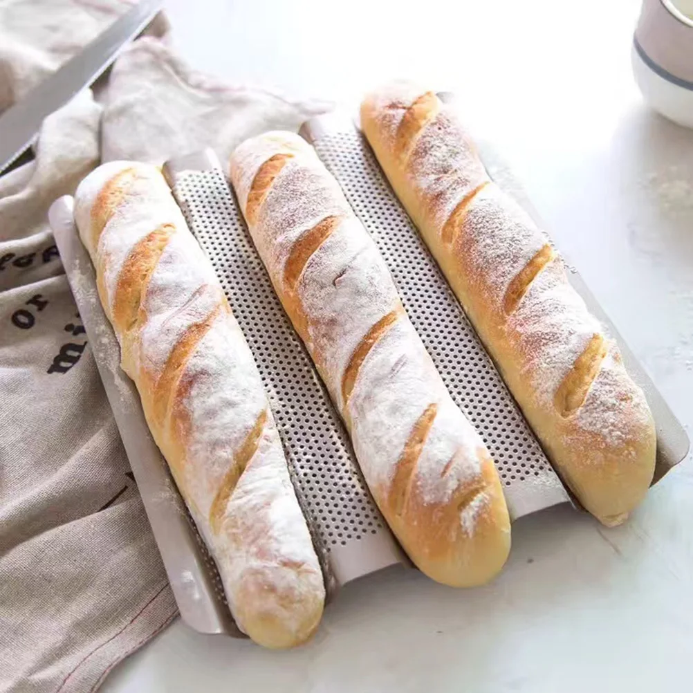 

1pc Bread Rack Baking Trays Pans French Stick Loaf Tins Nonstick Baguette Mould Heavy Carbon Steel Safe Coating Temperature