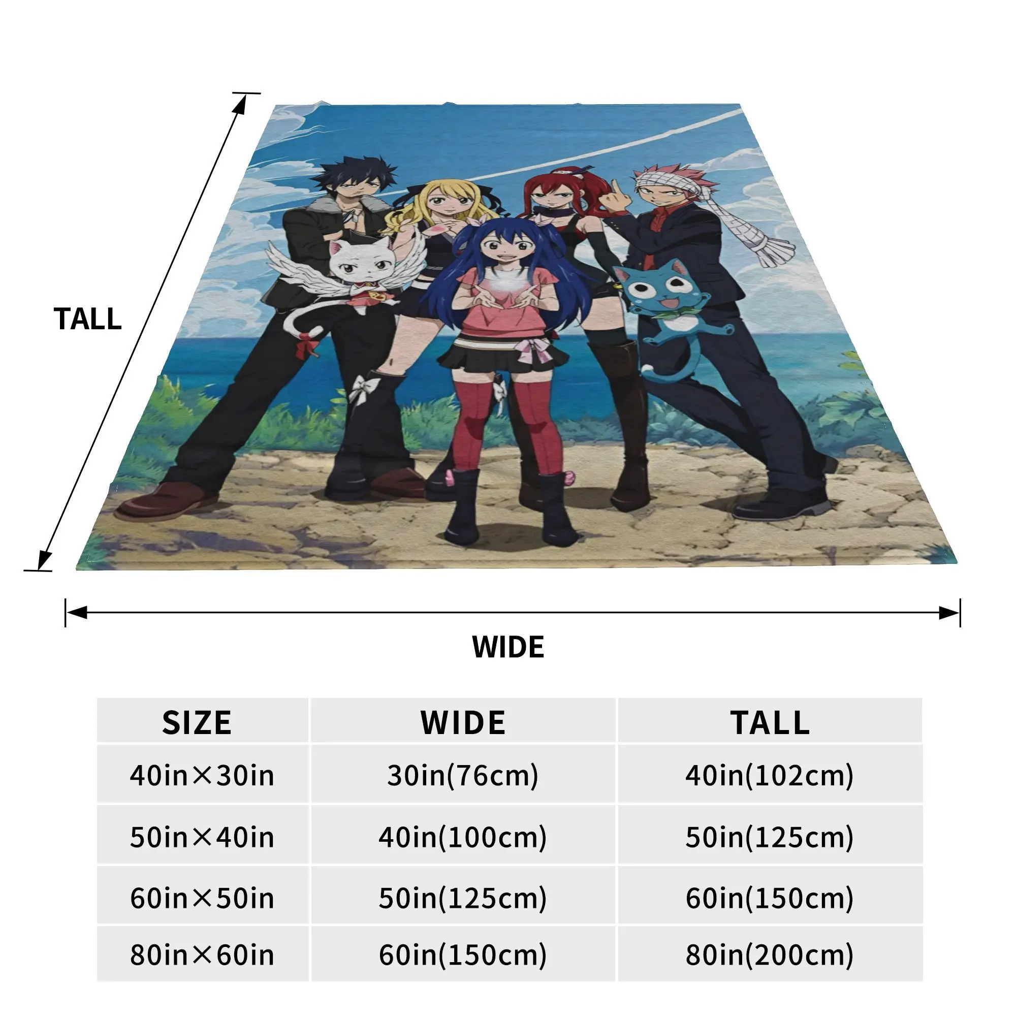 الجنية الذيل أنيمي بطانية محبوكة الفانيلا الكرتون سوبر الدافئة رمي البطانيات لغرفة النوم أريكة سرير البساط