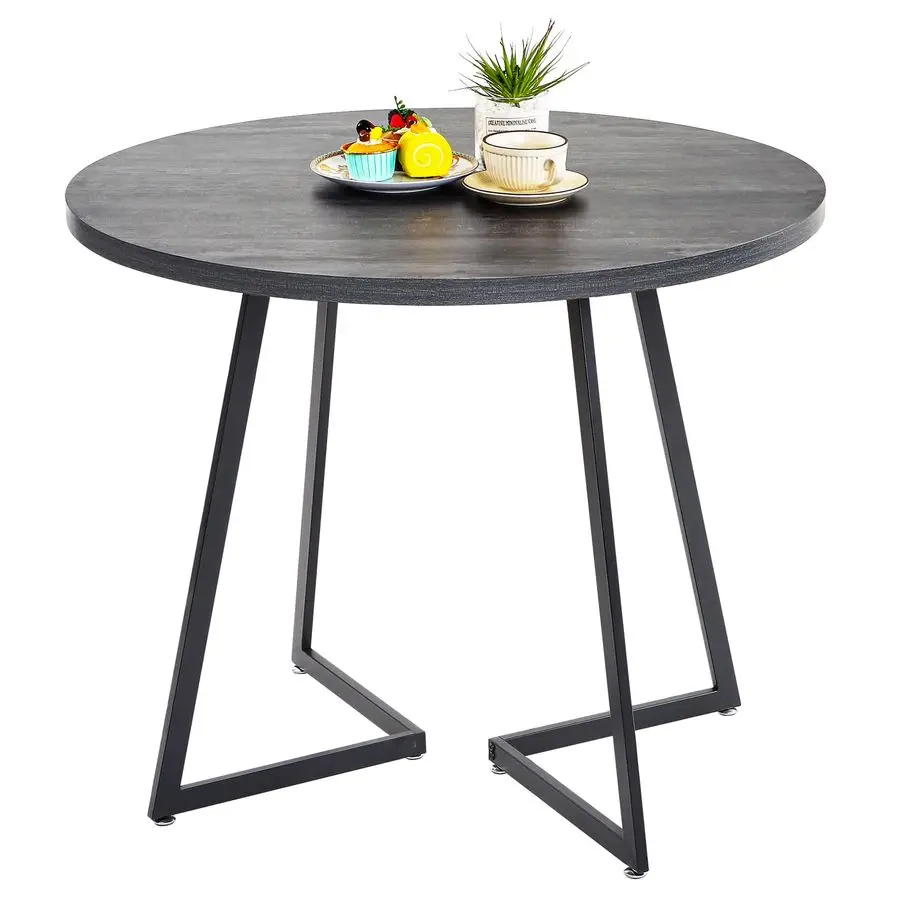 

35 круглых обеденных столов на 4 человека, настольный усилитель WoodGrain, сверхпрочный стальной каркас, для кухни, гостиной, простая сборка, темно-серый