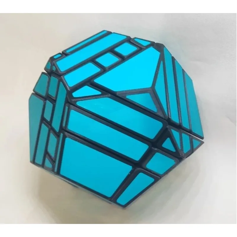 Calvin's Puzzle 4x4 Cube 4x4x4 Dodecahedron Ghost Cube Black Body with Blue Sticker (Manqube Mod) Cast Coated Magic Cube Toys