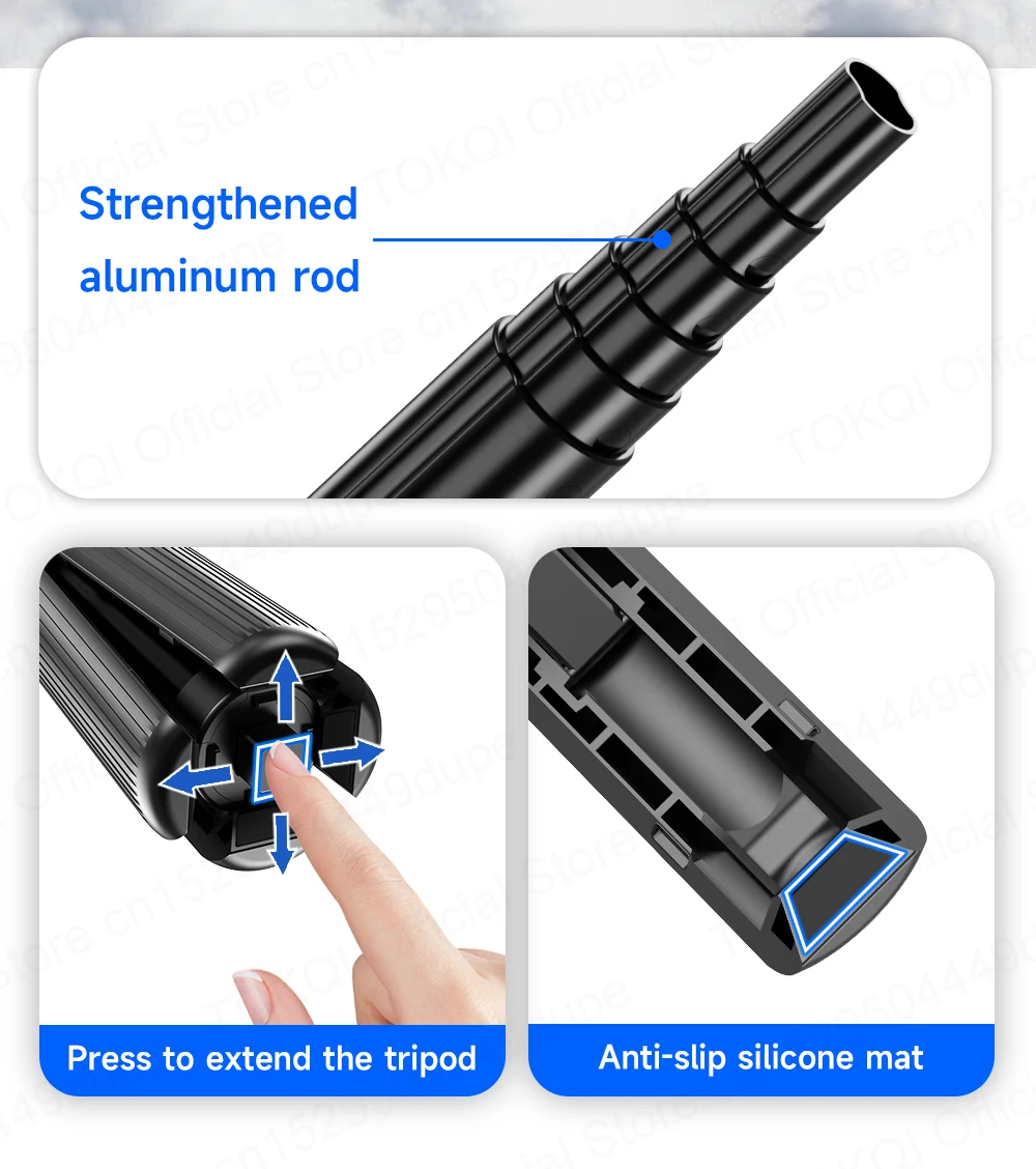 Magnetischer Handyhalter Mini-Selfie-Stick Stativ mit 360°-Einstellung Kabelloser Bluetooth-Fernbedienung für iPhone Android-Telefon Vlog-Aufnahmen – Detail 7
