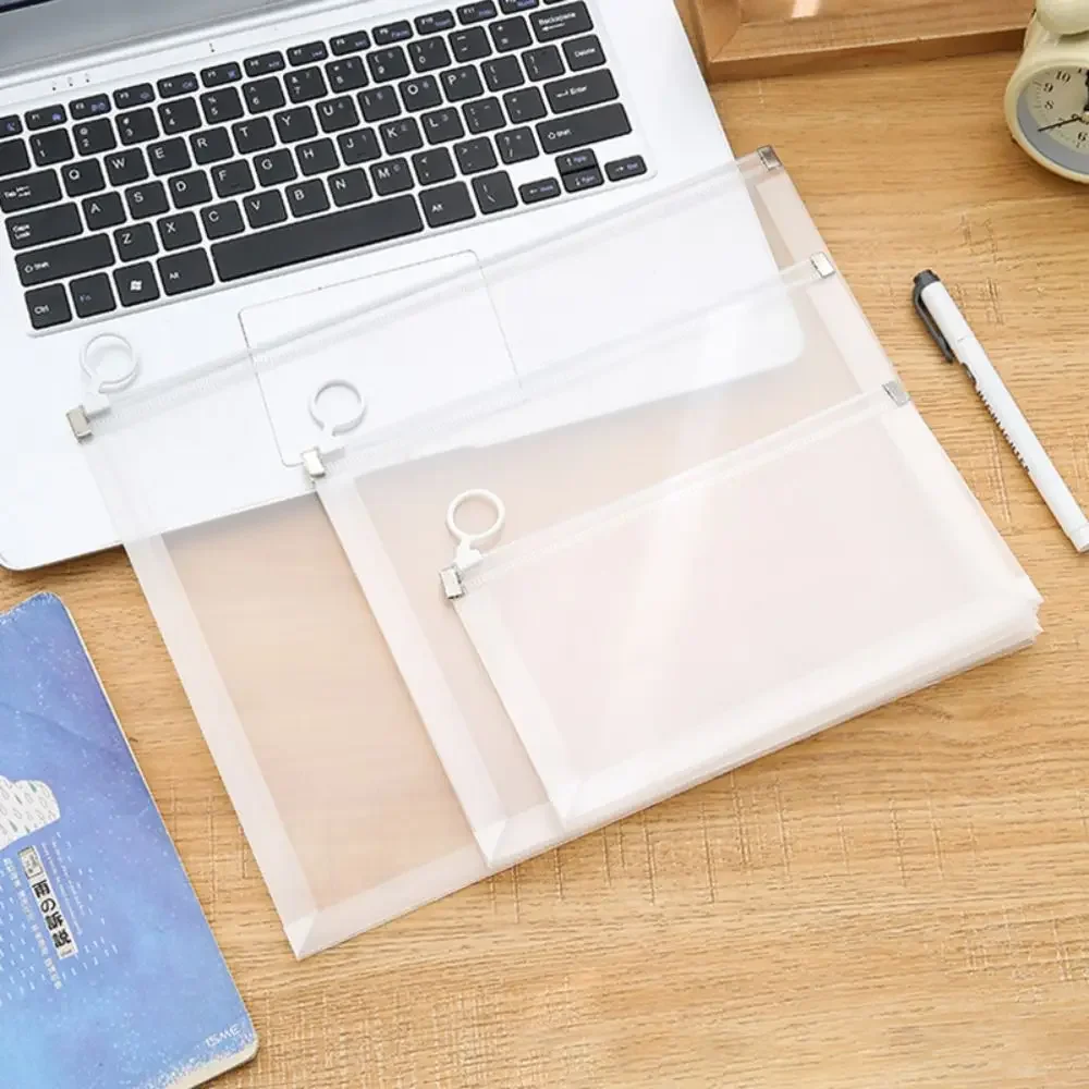 Tas File A4/A5/A6 Sederhana Desain Ritsleting Folder Dokumen Tahan Air Hadiah Folder File Transparan Genggam