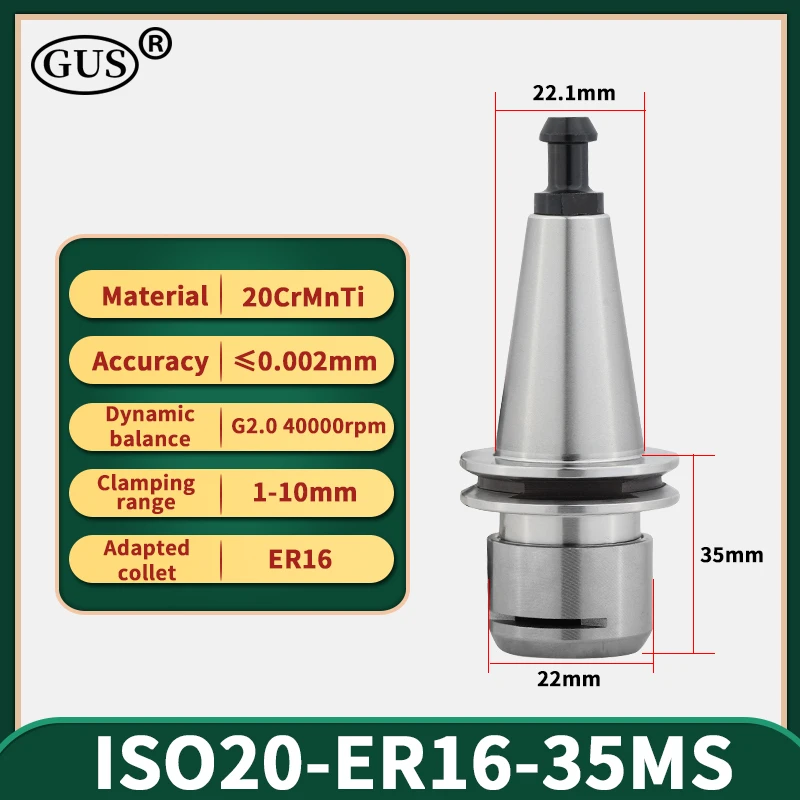 Porta-ferramentas Iso20 Iso25 Er16 Er20 Mandril de Pinça de 40.000 Rpm Iso de Eixo de Alta Velocidade para Máquina de Gravação Cnc e Peças de Fresagem de Torno Unidade de
