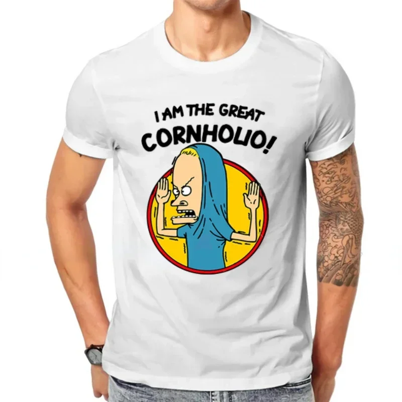 Camiseta gráfica Beavis e Butthead masculina, eu sou o grande Cornholio Hipster Tops, camisa da moda casual