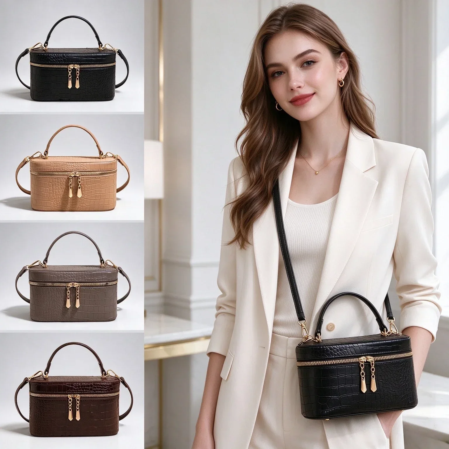 Luxury Luxury Crocodile Pattern Box Handbag for Women Elegant Faux Leather Mini Crossbody Bag Portable Top Handle Shoulder Purse - Aliexpress Deal