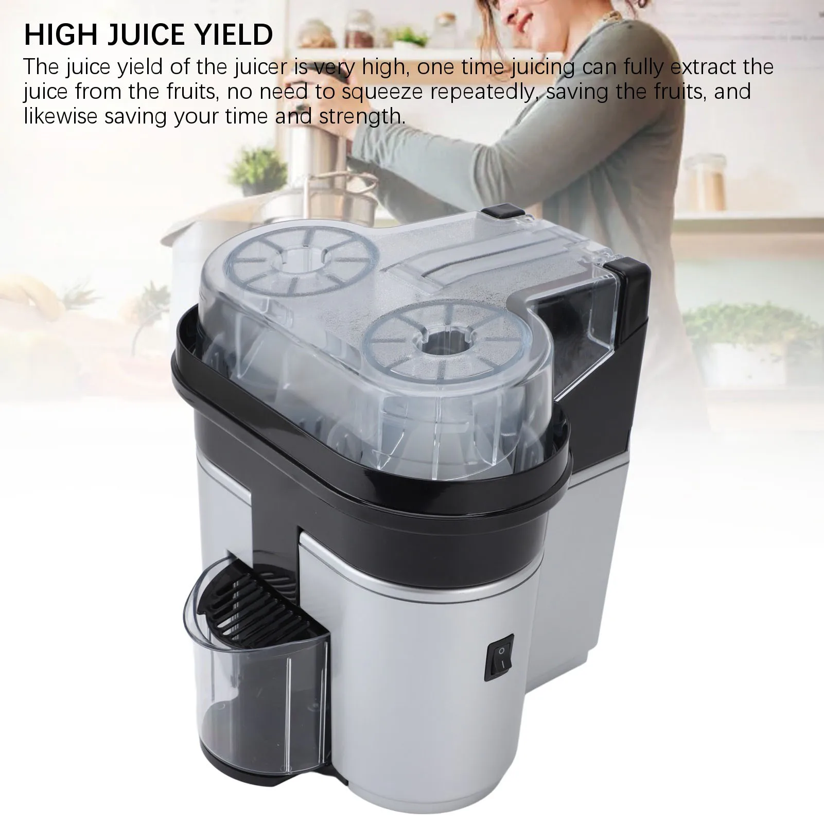 電動ツイン柑橘類絞り器、お手入れ簡単、18000RPM自動柑橘類ジュース抽出器、柑橘類の効率的なスライスとジュース抽出