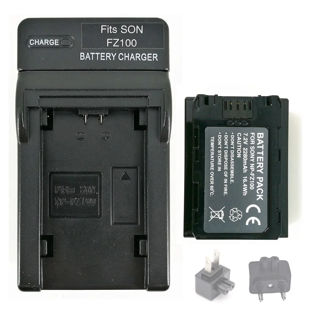 NP-FZ100 NP FZ100 Camera Battery + Wall Charger for Sony A9 A9M2 A1 A7C II A7CR / A7R III / A7 III IV / A6700 A6600 ZV-E1 NPF100