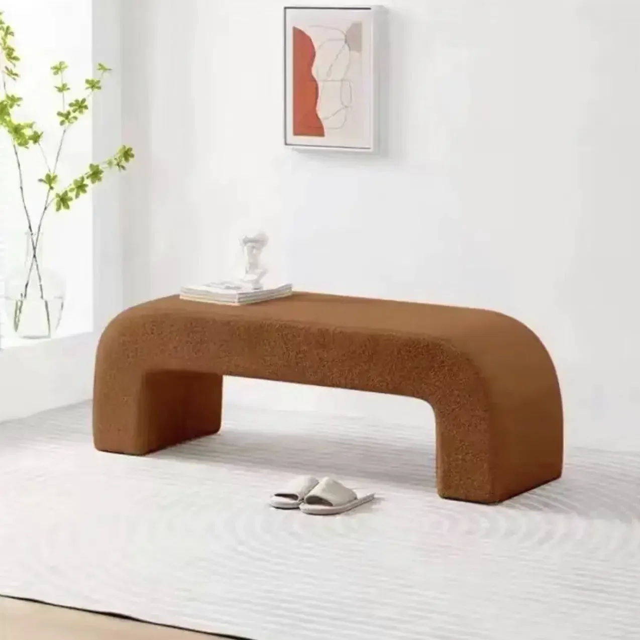 

ZNordic Creative Bed End Lambskin Bench Living Room Clothing Store Light Luxury Sofa Long Bench Home Porch Comfortable Shoe Benc