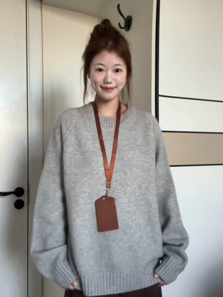 ay Strickpullover Damen Loose Fit Round Ne Pullover Herbst Winter Warm Faionable Casual Sle Strickwaren Top