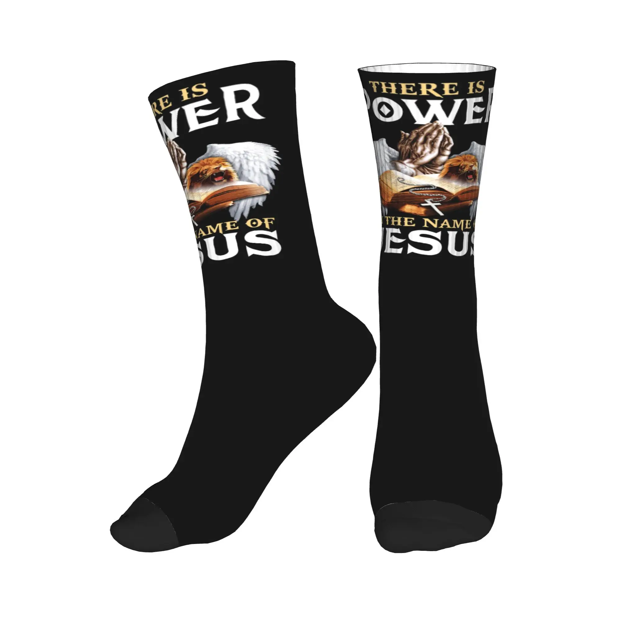 

Power In The Name Of Jesus Dress Socks Men Women Warm Fashion Novelty Christian Faith Crew Socks