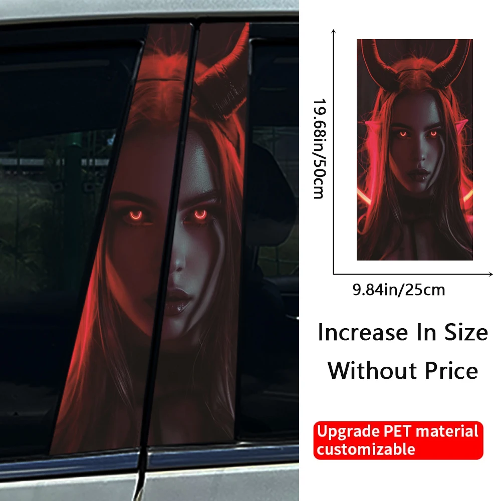 Gothic Nun Sister Cool Girl Auto B Pillar Waterproof Car Stickers Center Column Decoration Cover Scratches DIY Sunscreen Decals