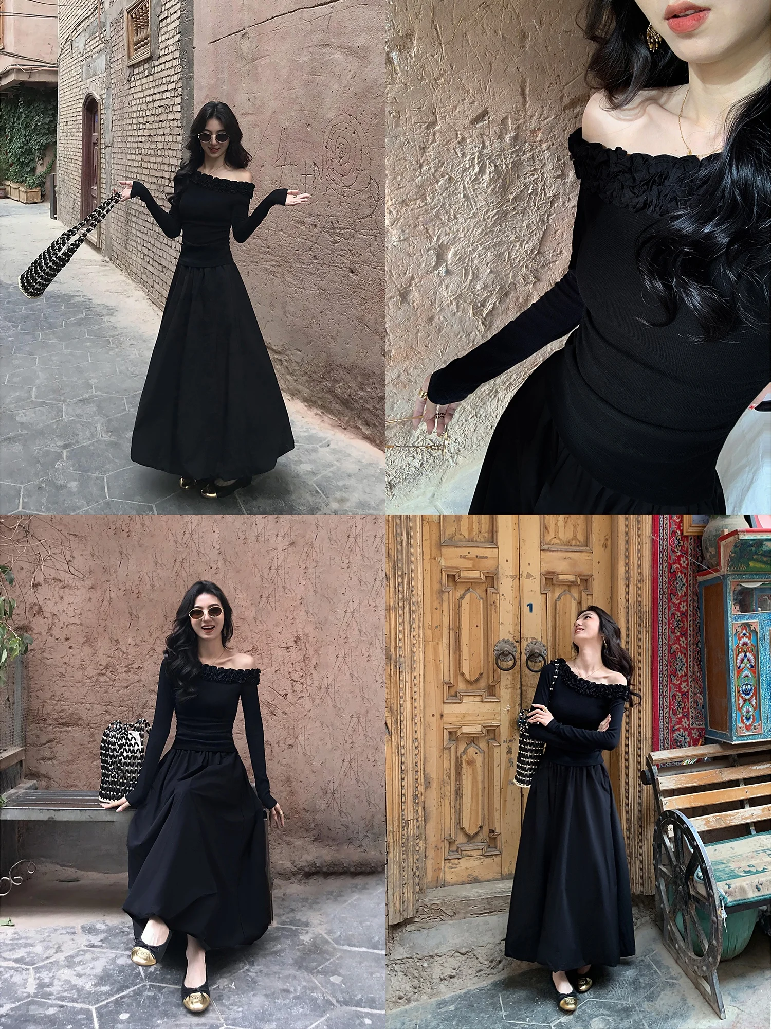 

Mulvan Sweet 3D Flower Asymmetrical oulder Long Sve Knitted T-irt Women's Slim Fit Casual Sle Faionable Top