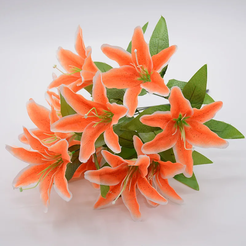 Künstliche Lilienblume, 10 Köpfe, künstliche Lilie, künstliche Blume, Hochzeit, Party, Dekoration, Blumenstrauß, Zuhause, Hotel, Büro, Garten, Heimdekoration – Detail 5