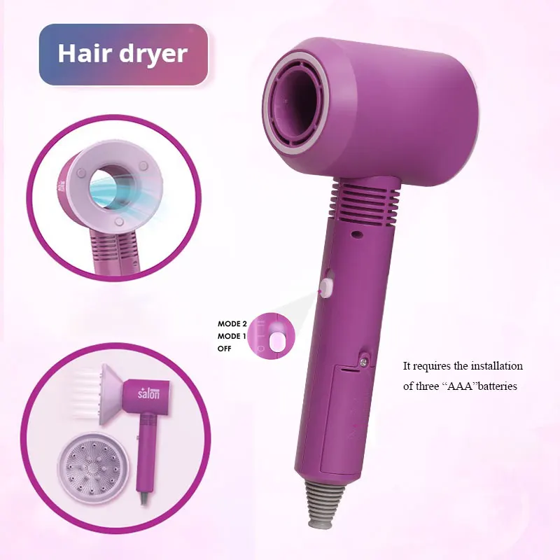 Kids Hair Beauty Makeup Set Girl Simulation Hair Dryer Fashion Styling Tool Pretend Play Children Toys House Gift