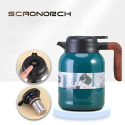 Large Capacity Insulated Thermos Coffee Pot Kettle Tea Jug Temperature Display Vacuum Flask Stainless Steel Thermal Water Bottle