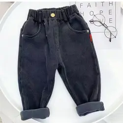 Boy Jeans 2023 Velvet Winter Warm 2-7T Jeans for Girls Pants Boys Fall Outerwear Clothes Teenagers Trousers Kids Pant