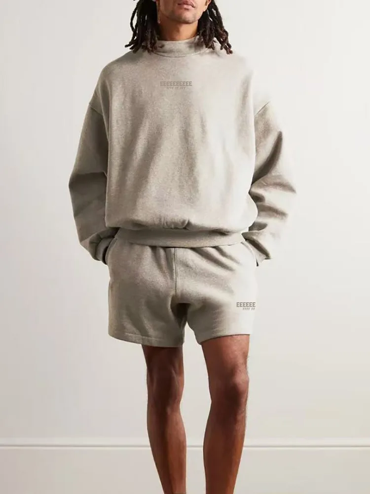 

FW23 Классический дизайн Двойная линия Серия облаков Комплекты мужских толстовок Два ряда Силиконовые комплекты футболок с буквенным логотипом большого размера