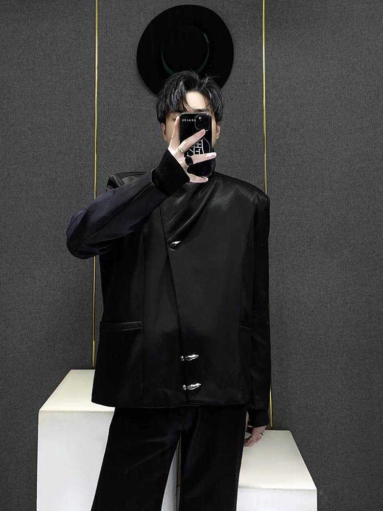 

Мужская куртка в темном стиле с воротником-стойкой, свободного кроя, осенняя, новая модная молодежная модель, популярный бренд, унисекс, с длинными рукавами, укороченная