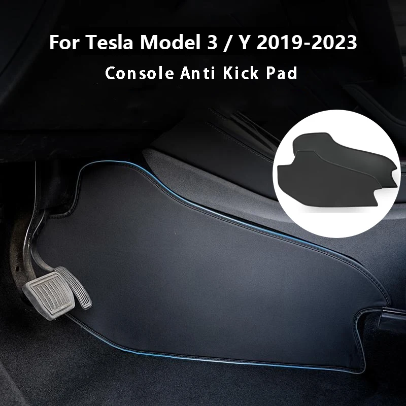 Für Tesla Modell 3 Modell Y Center Control Side Anti-kick Pad Leder Anti-schmutzig Schutzhülle Verteidigung Fuß matte Auto Zubehör