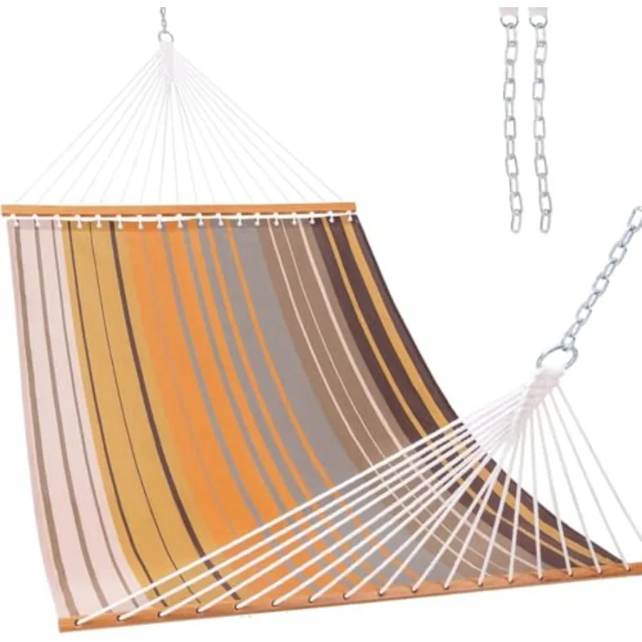 

Quick Dry Hammock with Spreader Bar Textliene Fabric Double 2 Person Hammock with Chains Outdoor Patio Poolside Backyard Beach