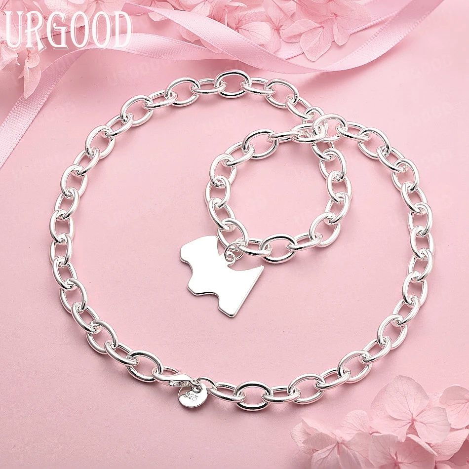 925 Sterling Silver Shiny Smooth Puppy Necklace 18 Inch For Women Party Engagement Wedding Fashion Jewelry