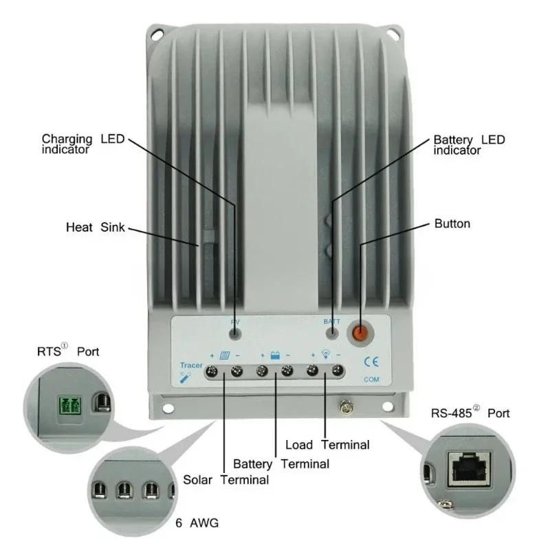 MPPT 30A Solar Charge Controller Negative Ground 12V 24V with WIFI, BLE, Remote Meter, PV Communication 3215BN