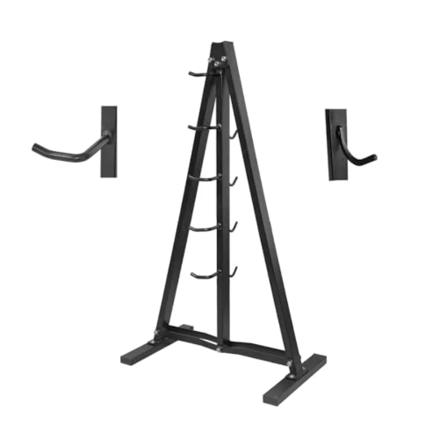 

Wall Mounted Lat Pull Down Bar Organizer with Hooks, Steel, Black, Space-Saving Home Gym Storage Rack for Lat Pulldown Attachme