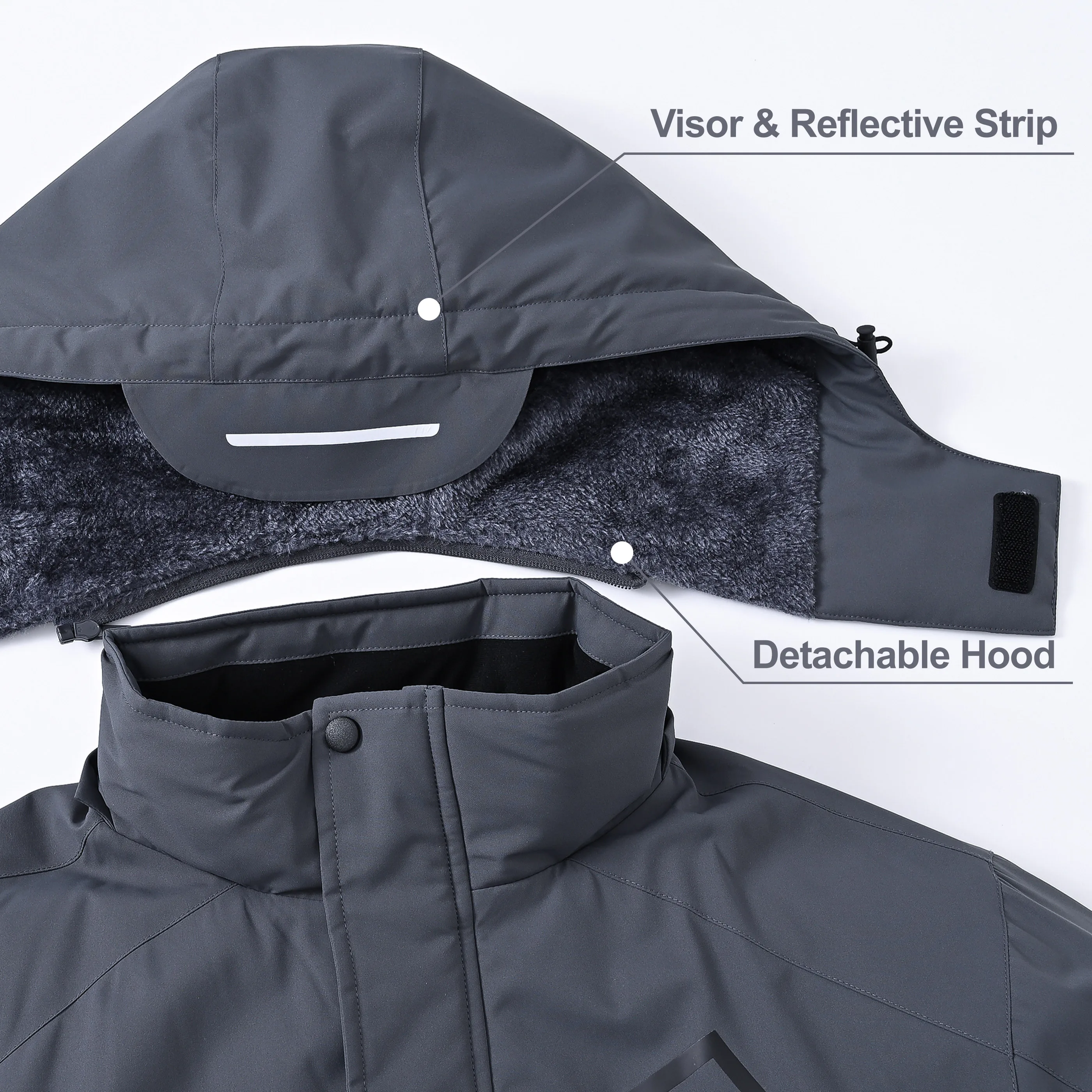 Winter Wasserdichte Winddichte Fleece-Gefütterte Jacken Herren Wanderjacken Outdoor Abnehmbare Kapuzenmäntel Ski Snowboard Oberbekleidung – Detail 35