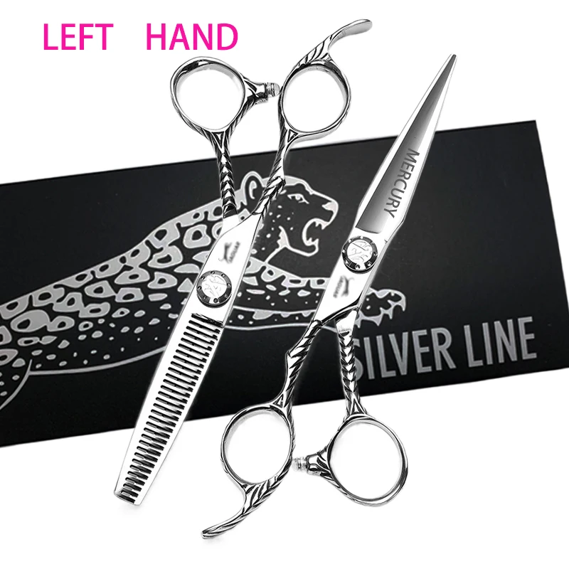 

440C 6.0 Inch professional Barber cut left handle scissors hair scissors thinning hairdressing cutting set s Shears scissors