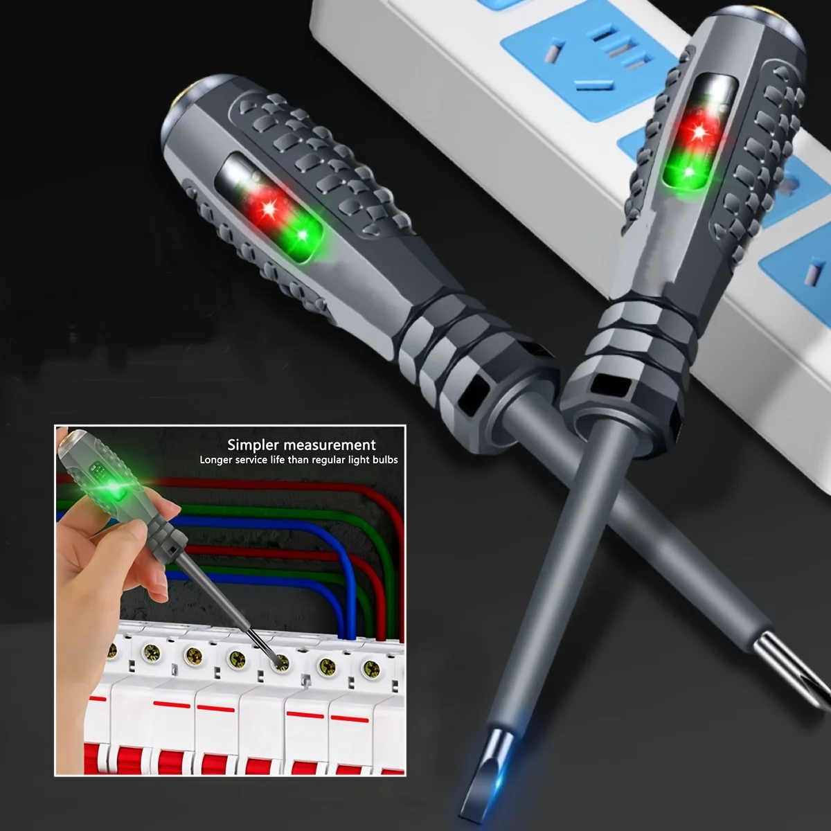 Multi-function Electrician Test Screwdriver AC Non-contact Induction Test Pen Voltage Tester,70-600V Red Green Induction Lights