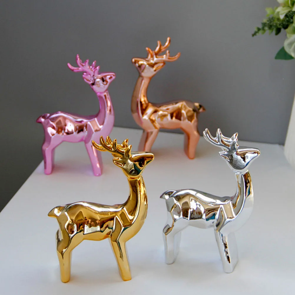 

Elegant Deer Statue Reindeer Tabletop Decor Desktop Decoration Sculpture Home Ceramic