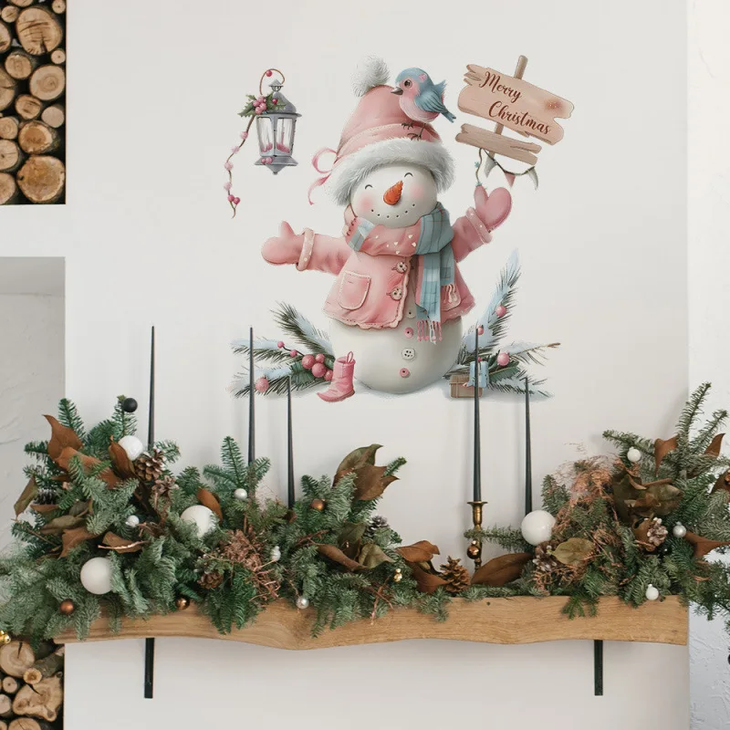 Christmas Glass Window Snowman Stickers, Static Stickers, Detachable Christmas Home Decor Items