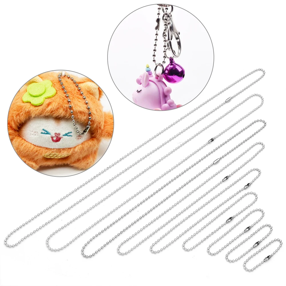 5pcs 10-70cm Stainless Steel Ball Bead Chain Extension For DIY Dog Tag Keychain Hand Label Connector Jewelry Making Accessories