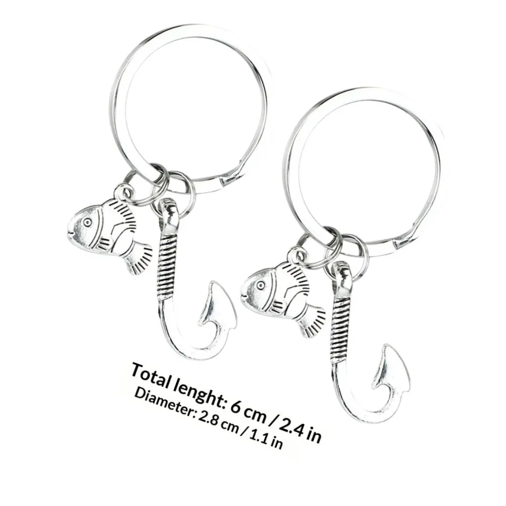 2Pcs Adorable Fish Keychains Premium Quality Fishing Hook Style Key Pendants Lightweight Portable Keychain Accessories for Men