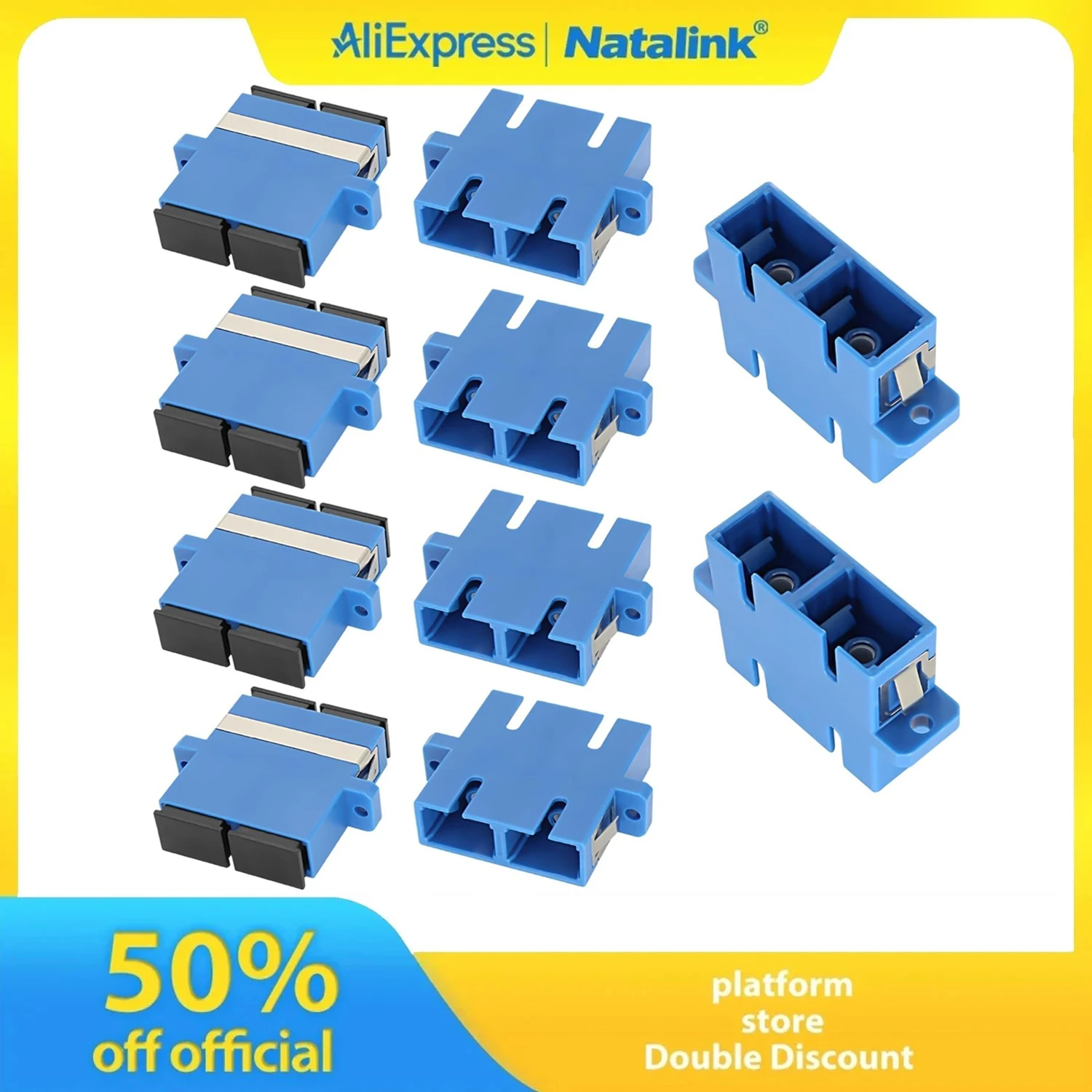 Natalink SC‑SC Duplex SC/UPC Fiber Optic Flange Adapter Female to Female Coupler Fiber Connector for FTTH