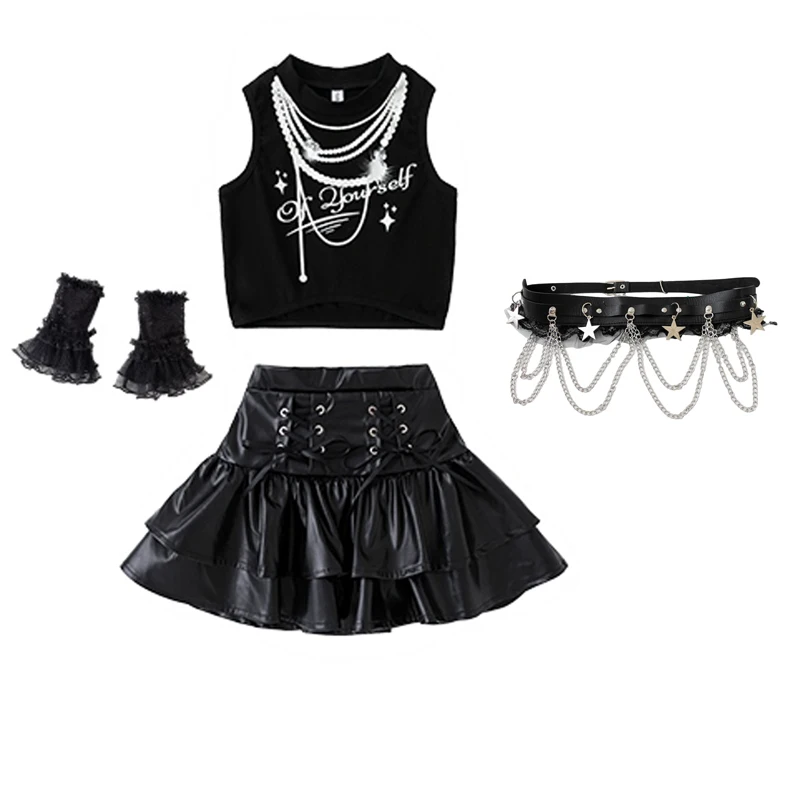 Vêtements de rue pour enfants, vêtements Hip Hop pour filles, Costumes de danse Jazz, tenues K-pop pour enfants, Costumes de spectacle sur scène XS9993