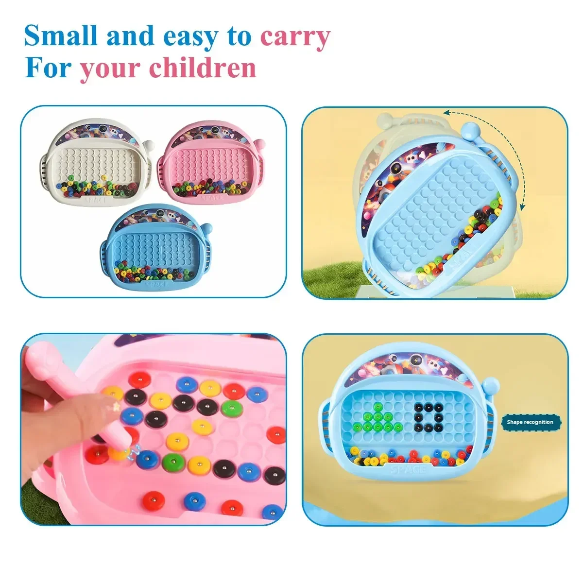 1 PCS Children's Magnetic Doodle Board with Pen & Beads Drawing Toy for 3-8 Years Kids Educational Boy Girl Montessori Gift