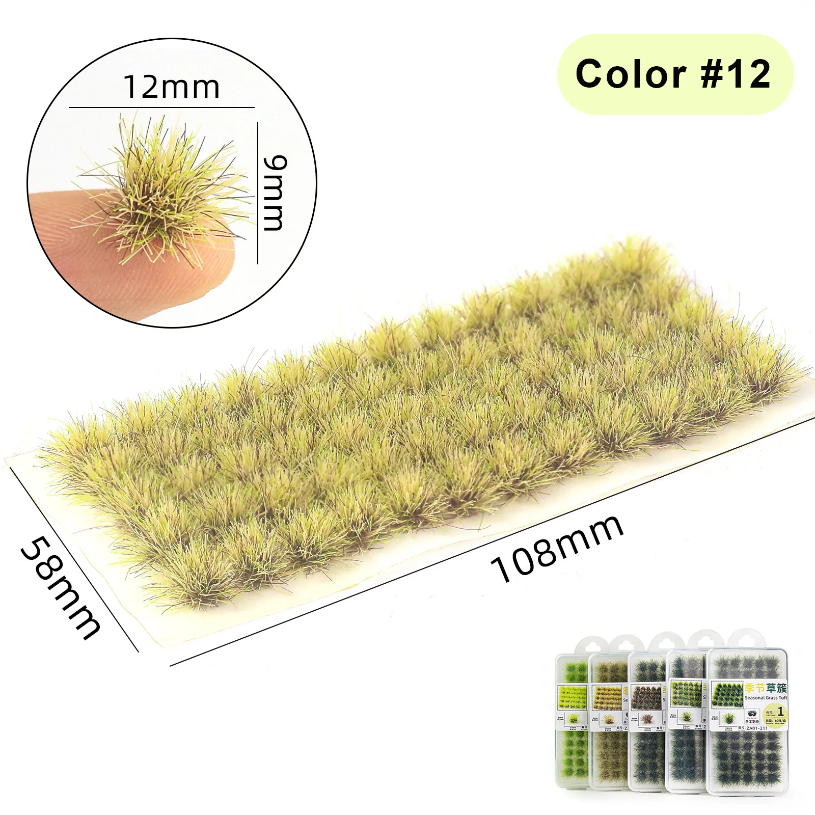 60 Tufts Miniature Grass Cluster 9mm Realistic Diorama Kits for Wargaming/Micro Landscape/Diy Model Making/Railway/Fairy Garden